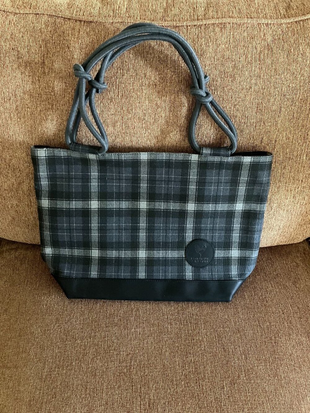 Black & Gray Plaid "Farmhouse Is My Style" Tote Bag